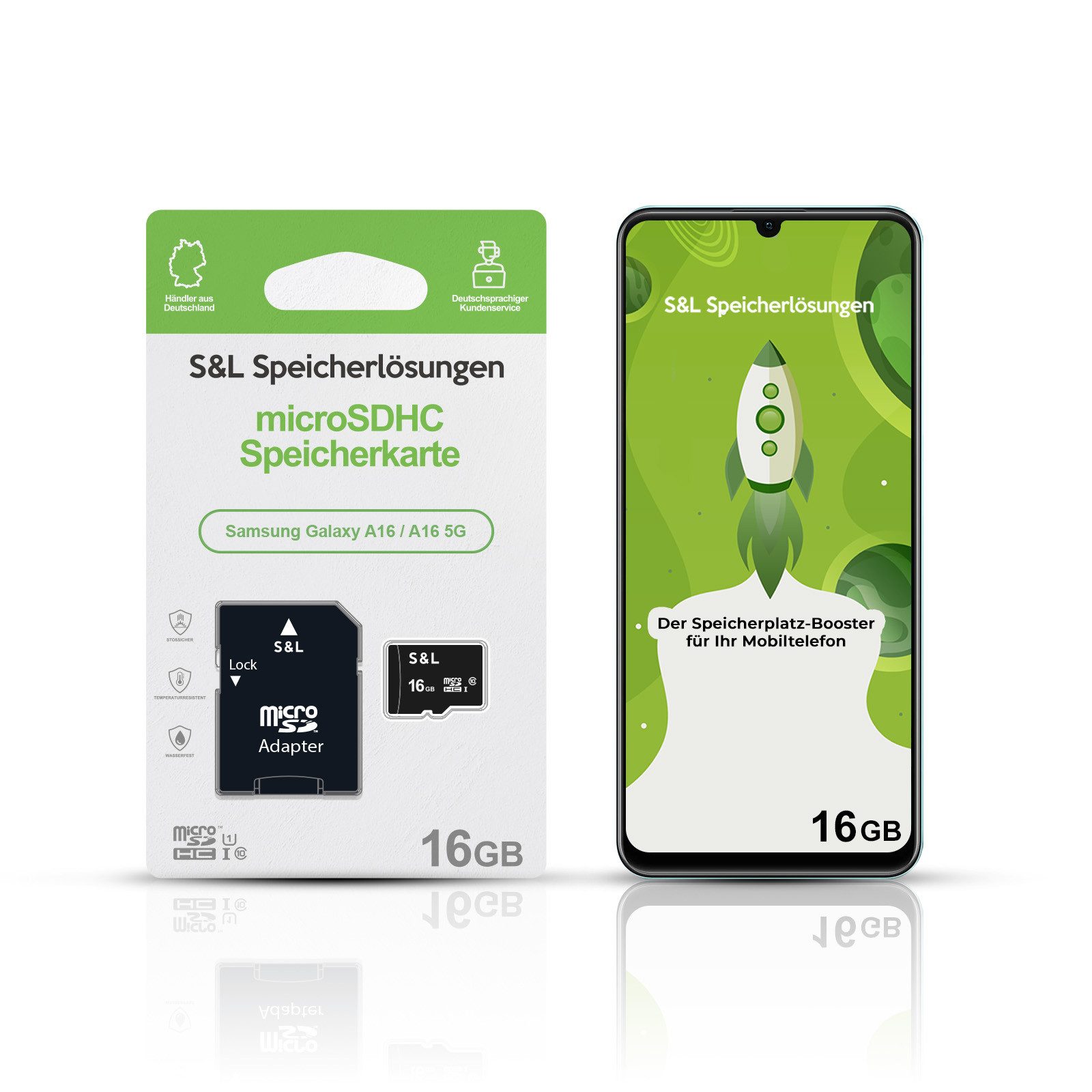 Tec-Expert microSD Karte S&L für Samsung Galaxy A16 / A16 5G Speicherkarte (16 GB, Class 10, microSDHC)