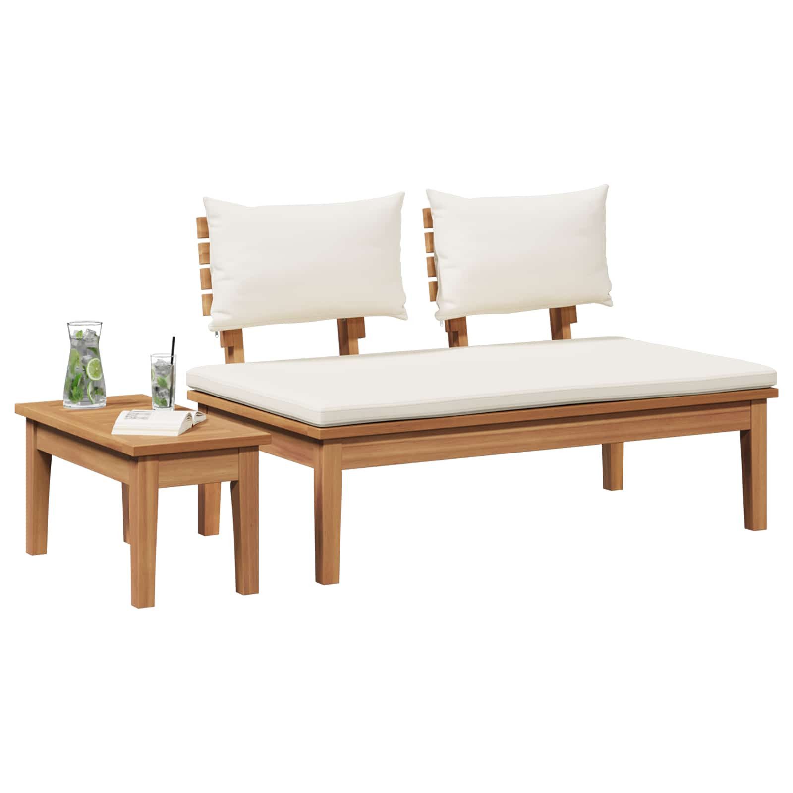vidaXL Gartenlounge-Set Gartenbank und Tischset 2 Stk. Creme und Braun Massivholz, (2-tlg)