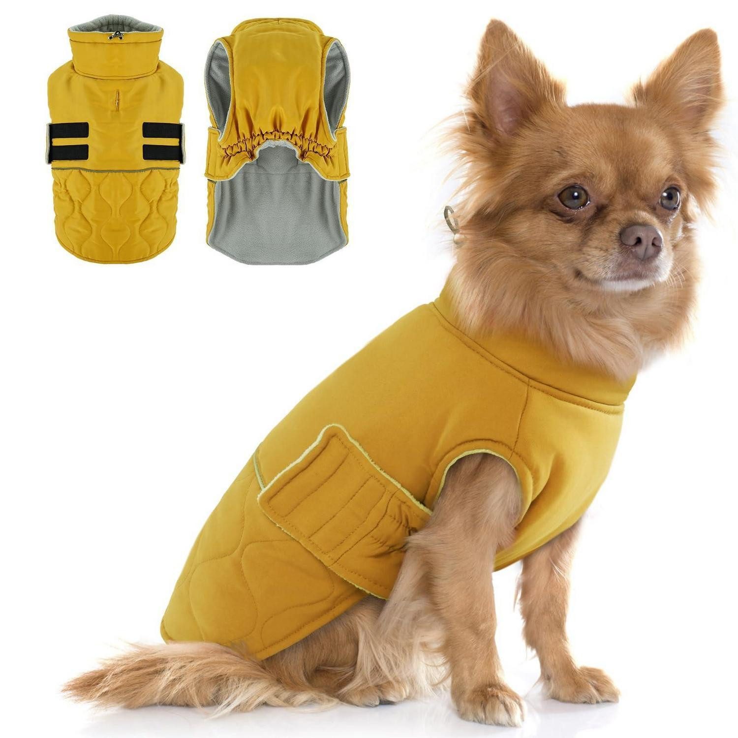 LuxusKollektion Hundemantel Hundemantel Winter Gelb XS gefüttert