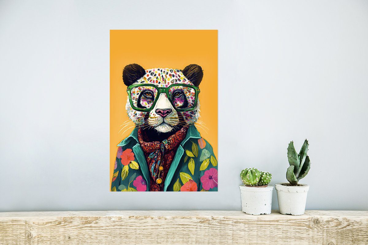 - Panda MuchoWow St), Rahmen Wohnzimmer, Poster, (1 - Wandbild, Ohne für Brille Wandposter Hippie, Poster