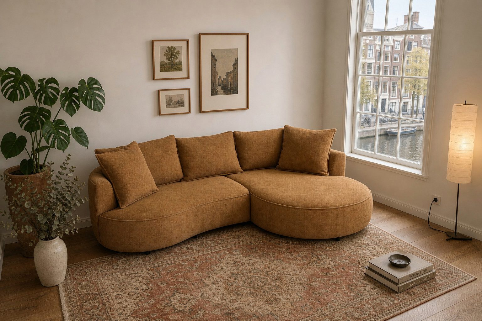 foamnova Ecksofa Mantua, 3-Sitzer mit Recamiere, organische Form, Breite 260 cm, Organische, fließende Form, echt bezogener Rücken