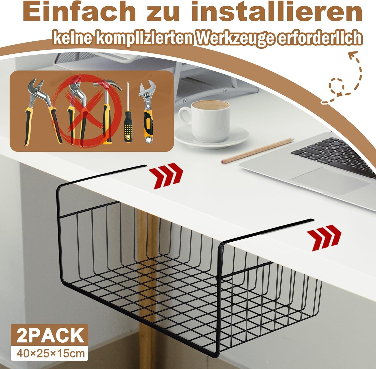 FIVMEN Einhängekorb Schrankkörbe aus Metall Aufbewahrung Hängekorb Küchenregal Organizer, Korb für Küche, Speisekammer, Büro, Bücherregal, Schrank, Badezimmer