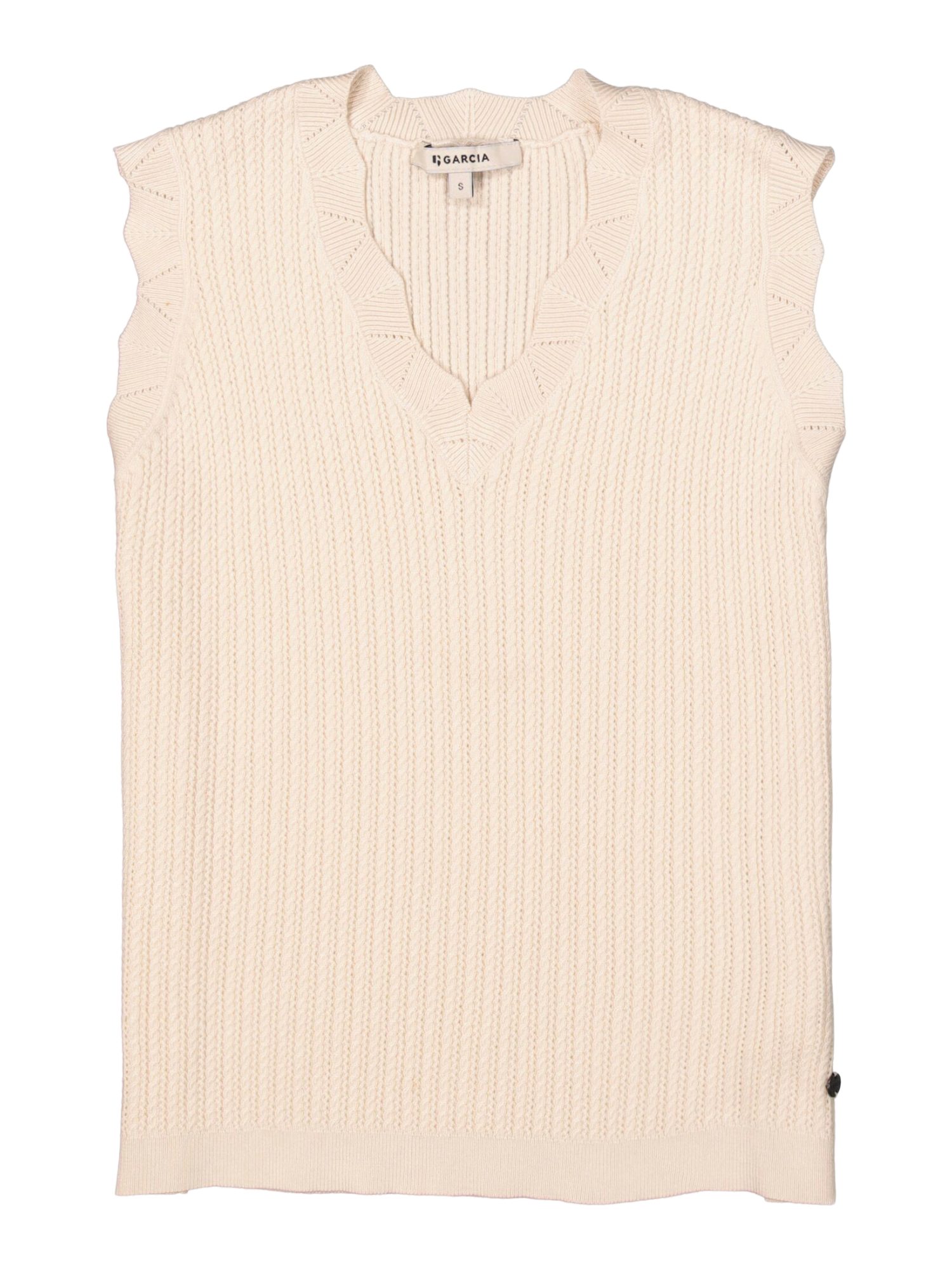 Garcia Strickpullover natur,Basic,Viskose,Strukturiert,V-Ausschnitt,Ärmellos,Regular Fit