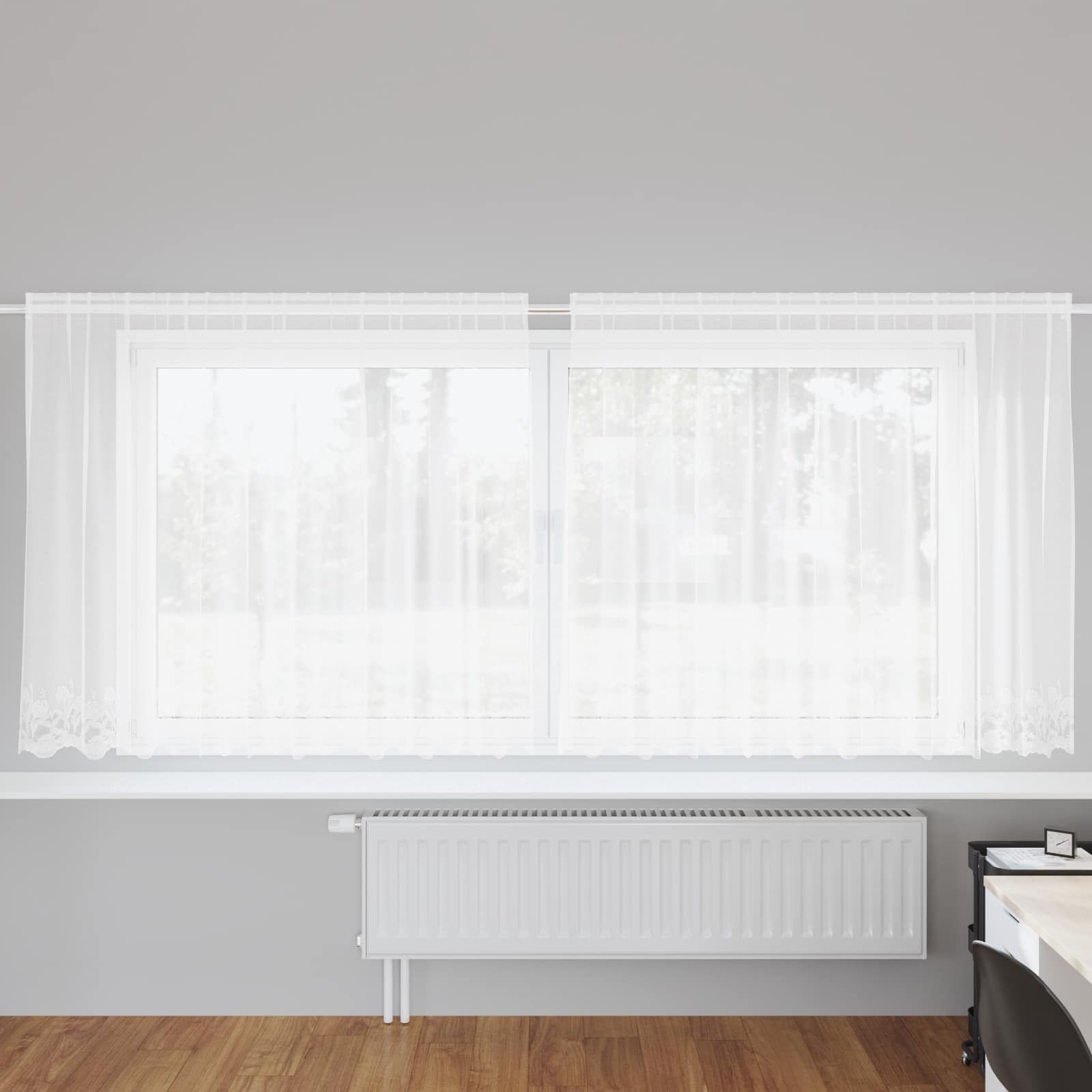 vidaXL Vorhang Spitzenvorhang Weiß 160 x 300 cm Polyester (1 St), Polyester – Bild 2 von 5