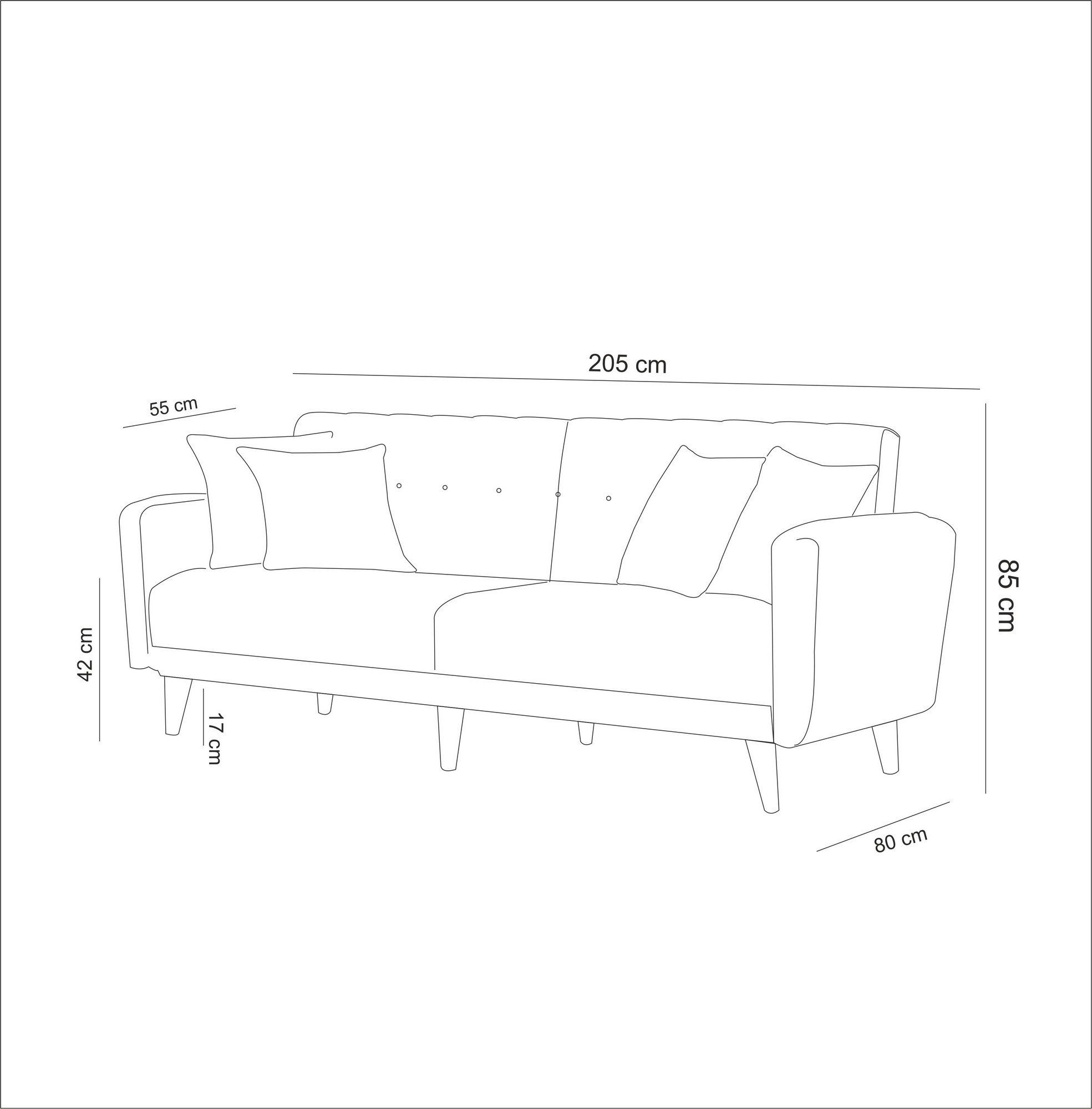 Decor UNQ1361-3-Sitz-Sofa-Bett Sofa Skye