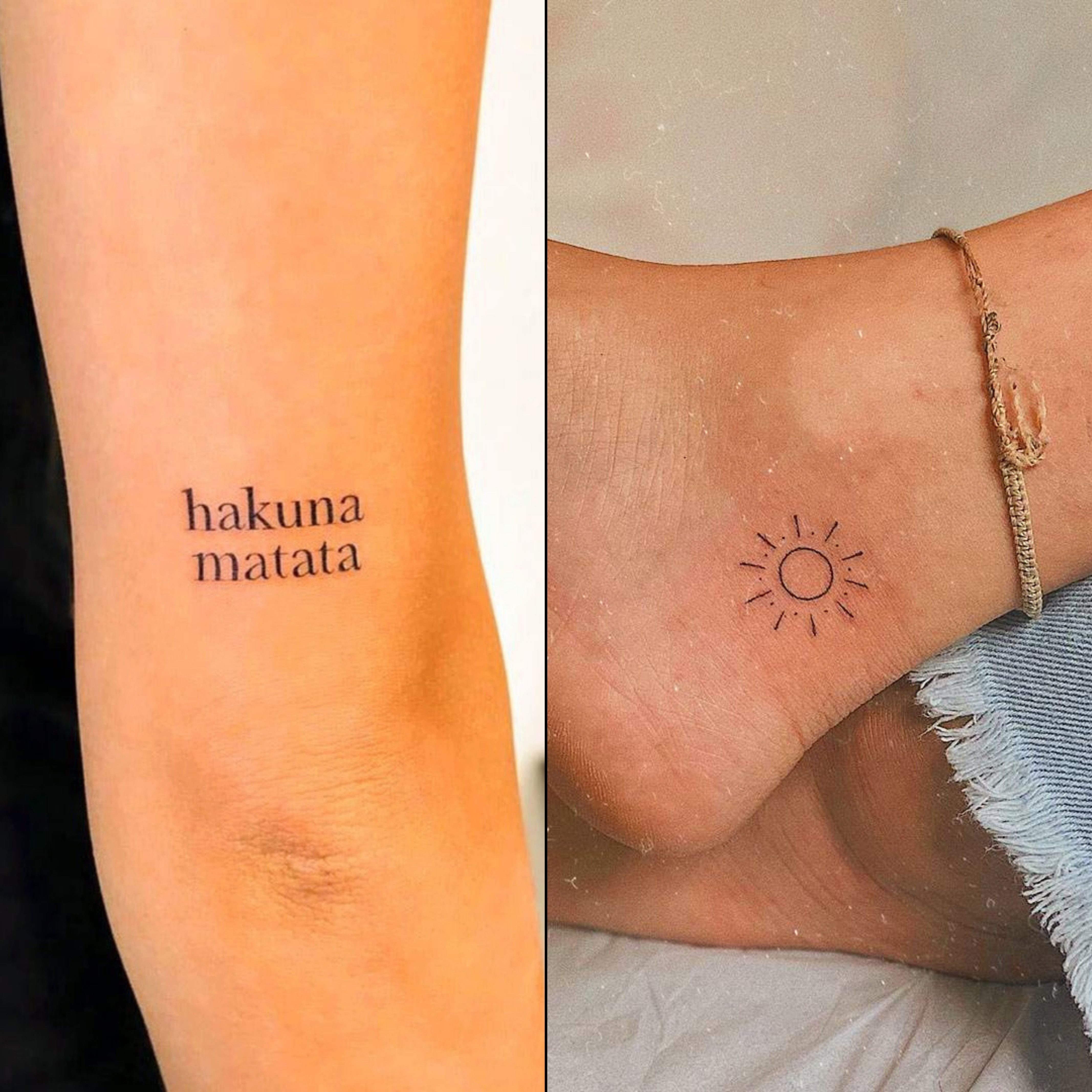 Inkster Schmuck-Tattoo Hakuna Matata & Strahlende Sonne Tattoo - Doppelpack, wasserfestes temporäres Tattoo, 2 Wochen Halt