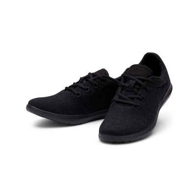 merinos - merinoshoes.de Bequeme Damen Lace- Up, Sportschuhe Sneaker atmungsaktive schwarze Schuhe aus weicher Merinowolle