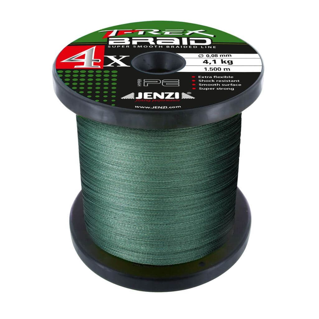 Angelschnur Jenzi T-Rex Braid 4x Geflochtene Angelschnur Grün 1500m