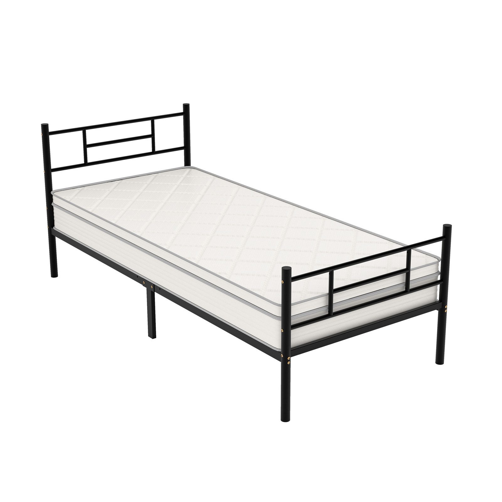 GLIESE Bettgestell Metallbettgestell + Federkernmatratze Set (Lattenrostbett, Matratze), Bettgestell mit Lattenrost, Kopfteil und Fußteil, 90 x 200cm