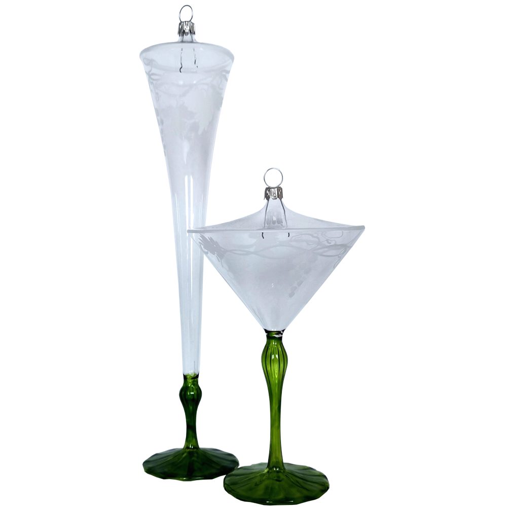 Christbaumschmuck Gläser-Set, Sektglas und Weinglas