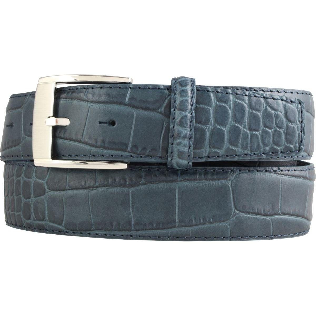 BELTINGER Ledergürtel Gürtel mit Edelstahl-Gürtelschnalle und Krokoprägung 4 cm - Leder-Gürt (1-St)