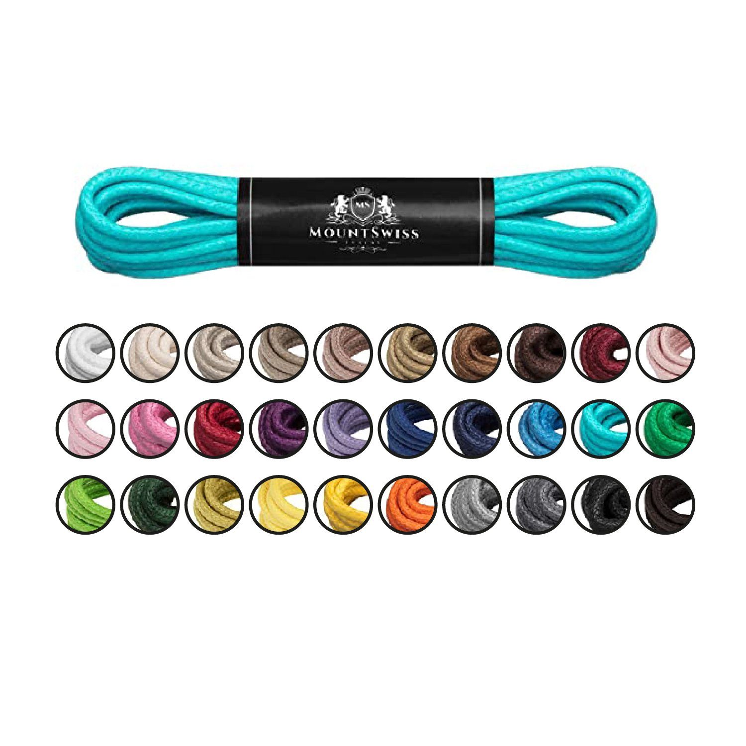 Mount Swiss Schnürsenkel Mount Swiss Luxury-Schnürsenkel gewachst, Rundsenkel für Business-