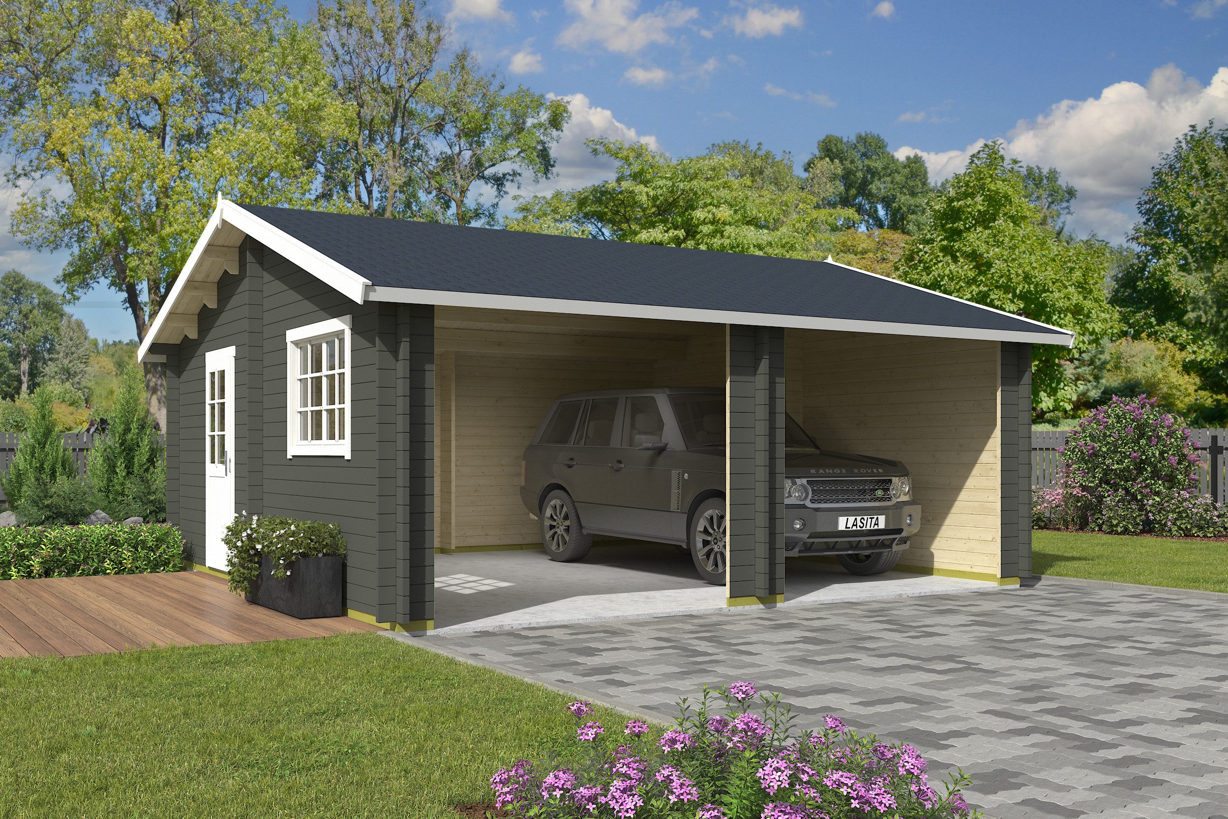Nordic Holz Garage FALKLAND, BxT: 635x628 cm, ohne Tor