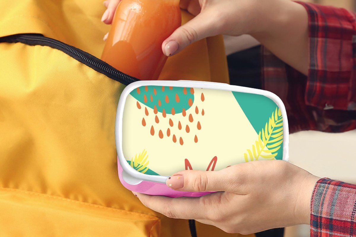 MuchoWow Lunchbox Sommer - Mädchen, Snackbox, (2-tlg), rosa - Kinder, Brotbox Kunststoff, für Blätter Brotdose Kunststoff Erwachsene, Pastell