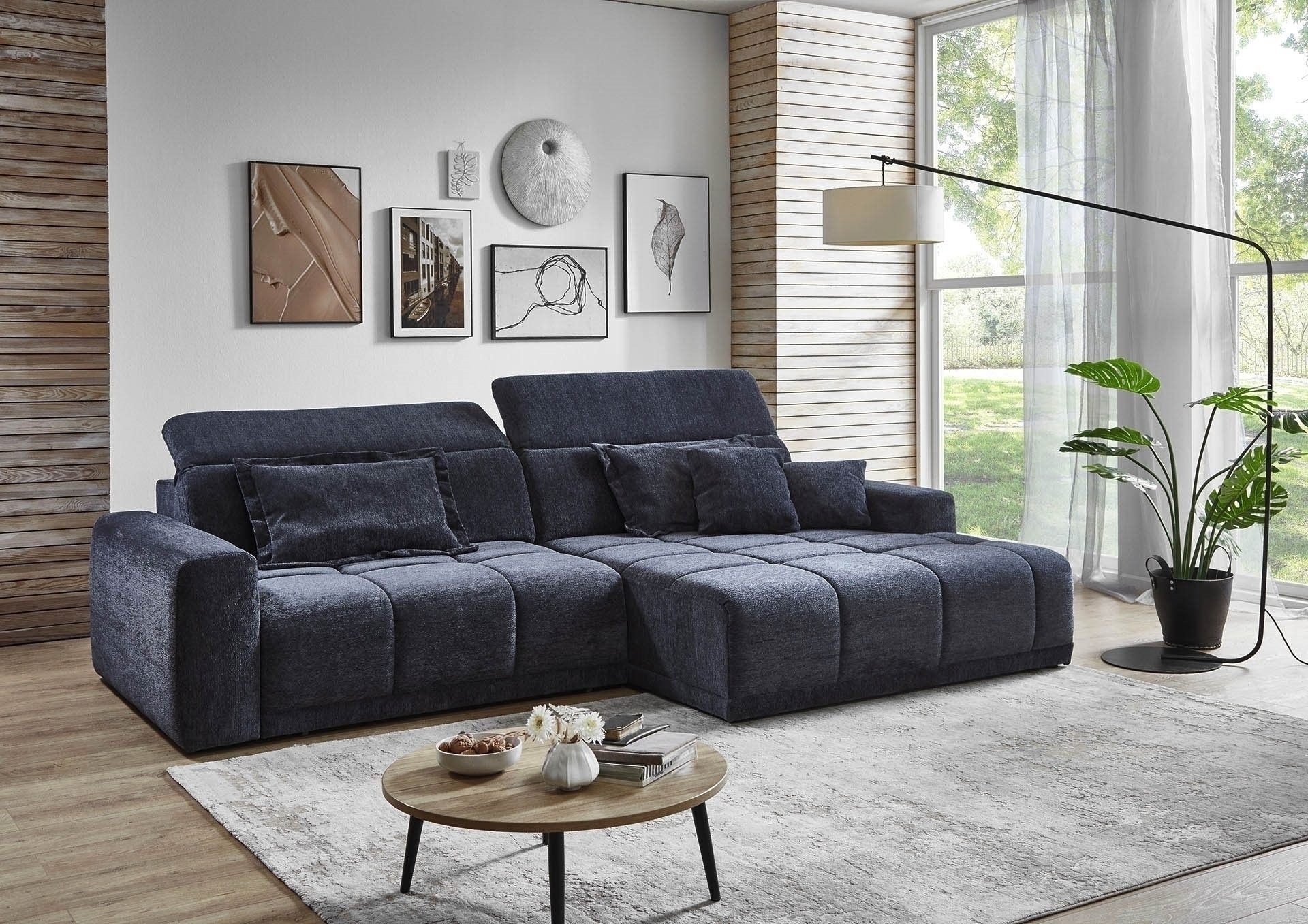 freiraum Polstergarnitur Belan, Sitztiefen + Kopfteilverstellung, anthrazit - 288x80x176cm (BxHxT)