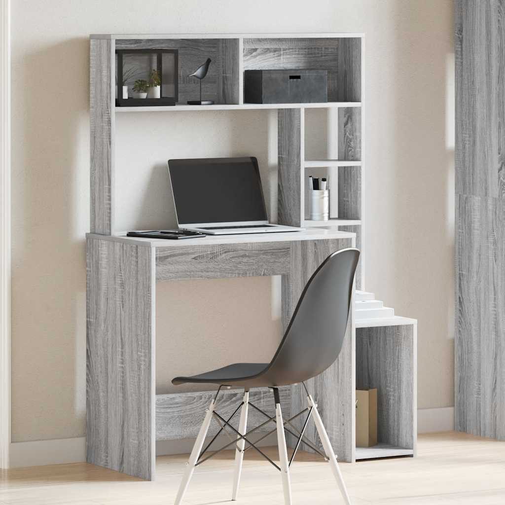 vidaXL Schreibtisch Schreibtisch mit Regal Grau günstig online kaufen