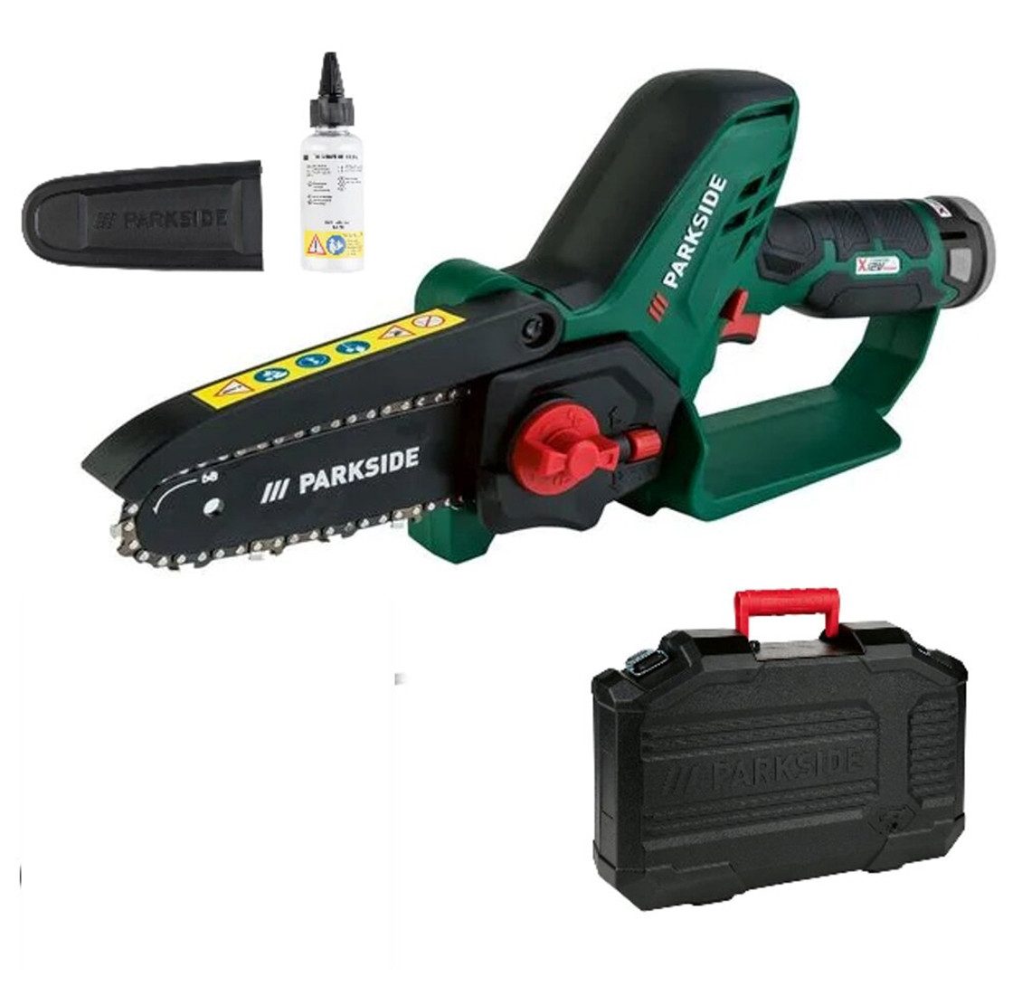 Parkside Akku-Kettensäge Akku-Einhand Kettensäge Gehölzschneider PGHSA 12 V Solo Gerät