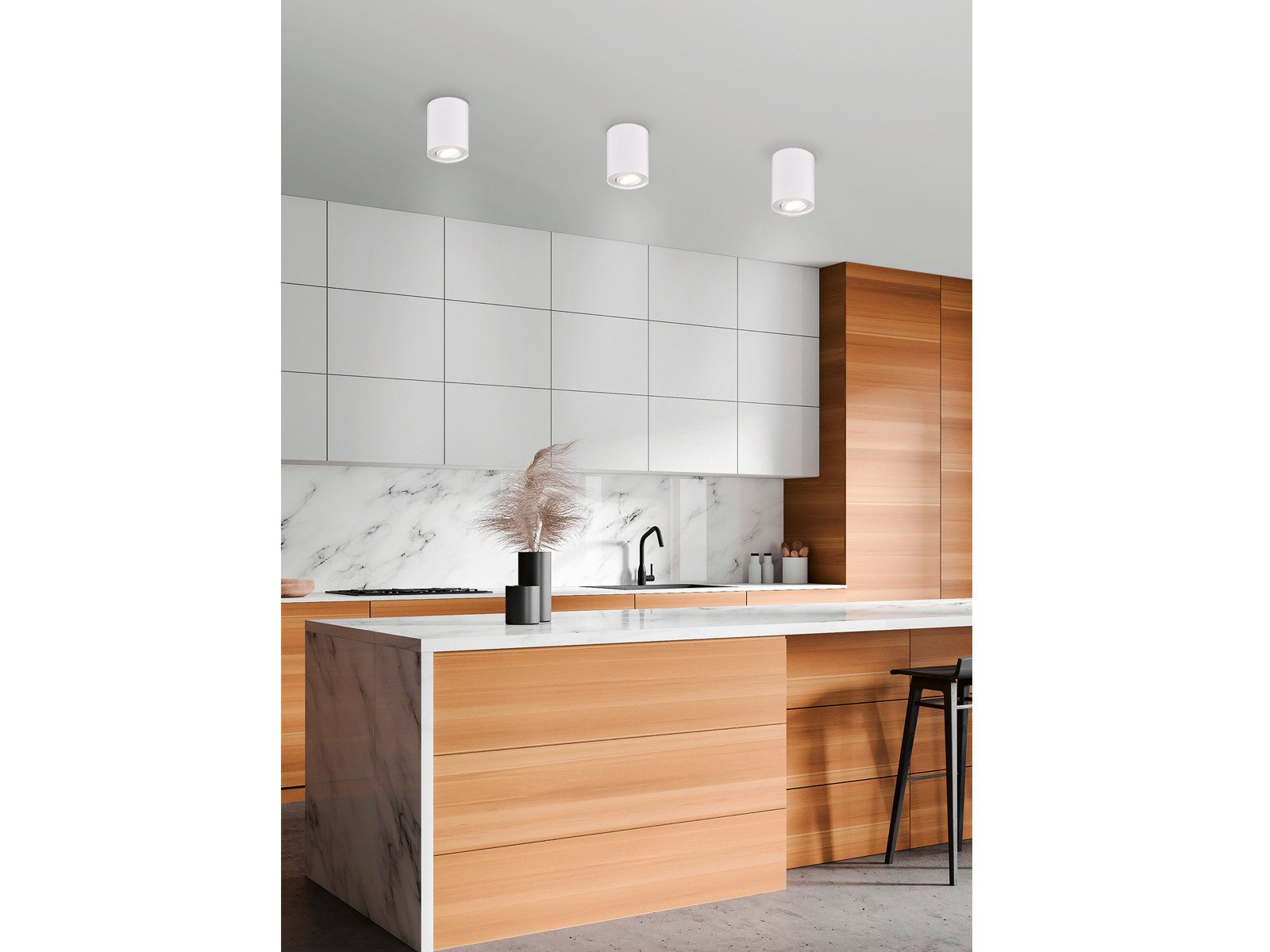 TRIO Leuchten LED Deckenstrahler, Dimmfunktion, LED wechselbar, Warmweiß, kleiner Aufbau-Spot Aufputz Strahler innen, Treppenhaus, Weiß Ø 9,6cm