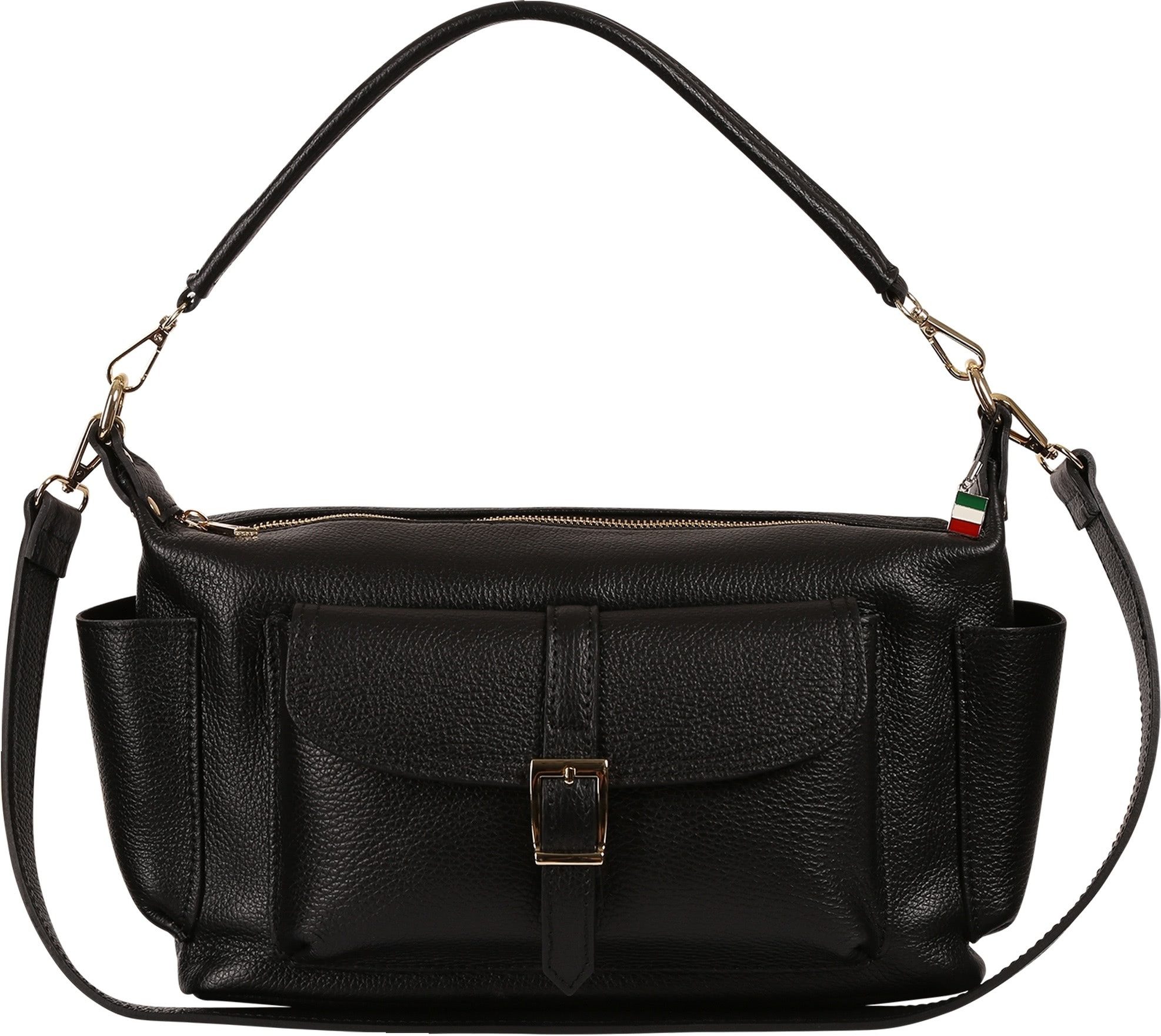 FLORENCE Schultertasche Florence Damen Schultertasche Echtleder (Schultertasche), Damen Schultertasche Leder, schwarz ca. 34cm