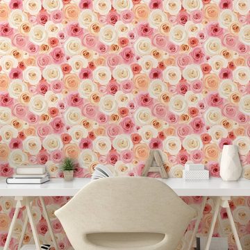 Abakuhaus Vinyltapete selbstklebendes Wohnzimmer Küchenakzent, Rose Romantisches Pastell Petals