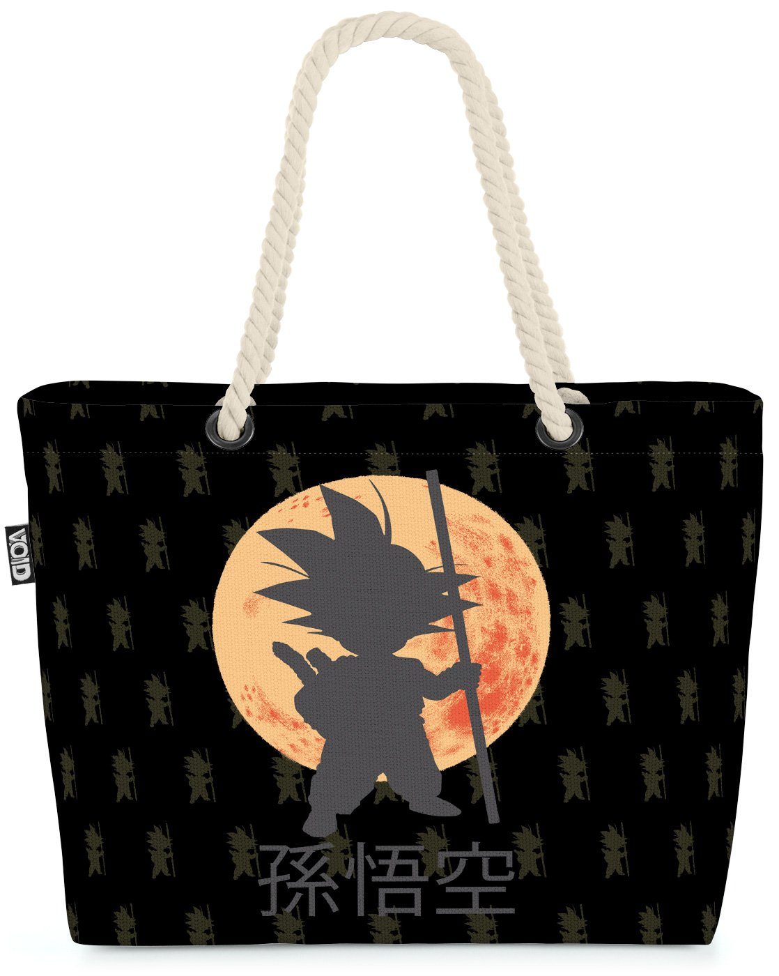 VOID Strandtasche (1-tlg), Goku Moon Shopper Son Roshi Dragon Saiyajin Ball Vegeta Mond schwarz