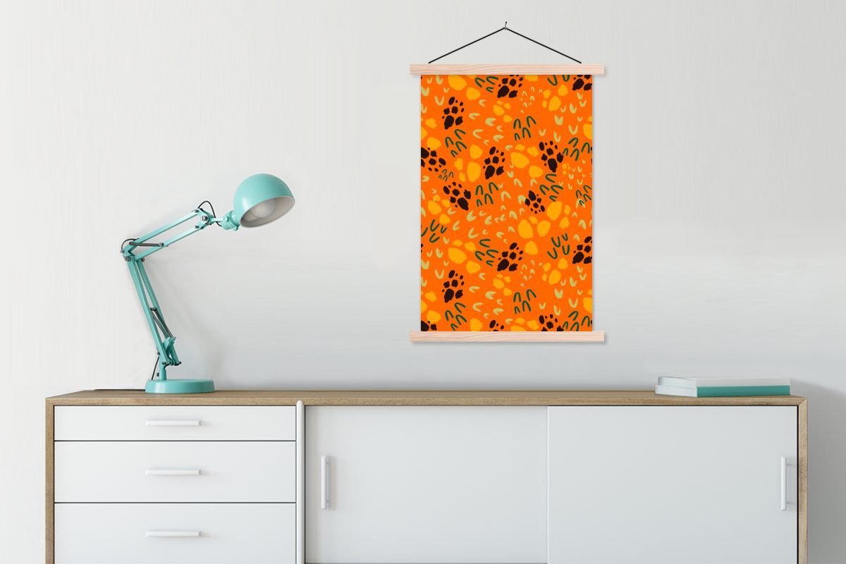 Posterleiste, Muster, Bilderleiste, - Wohnzimmer, Poster (1 MuchoWow Orange für Sporen St), - Magnetisch Textilposter