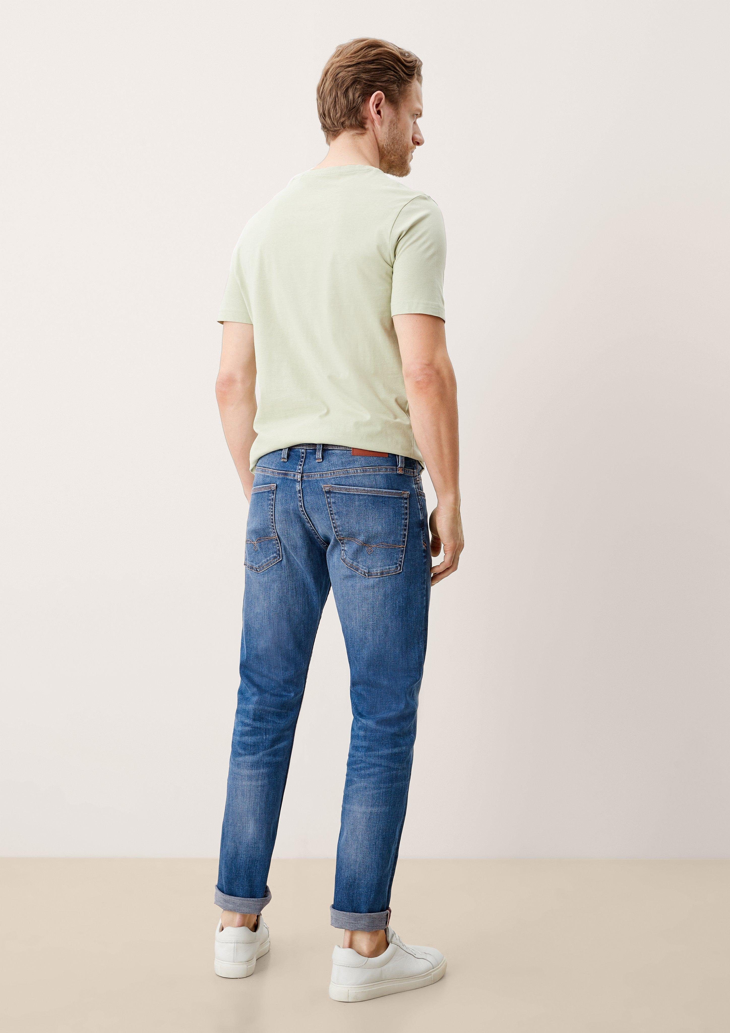 Keith Rise Jeans Mid / Slim / Leg s.Oliver blue Fit Slim Waschung / 5-Pocket-Jeans Leder-Patch,