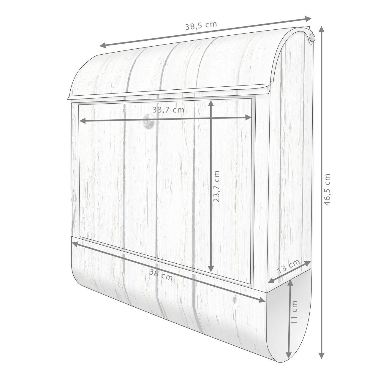 x (Wandbriefkasten x 47 Wandbriefkasten 14cm Weißer mit 39 Zeitungsfach), pulverbeschichtet, banjado Bretterzaun Stahl witterungsbeständig,