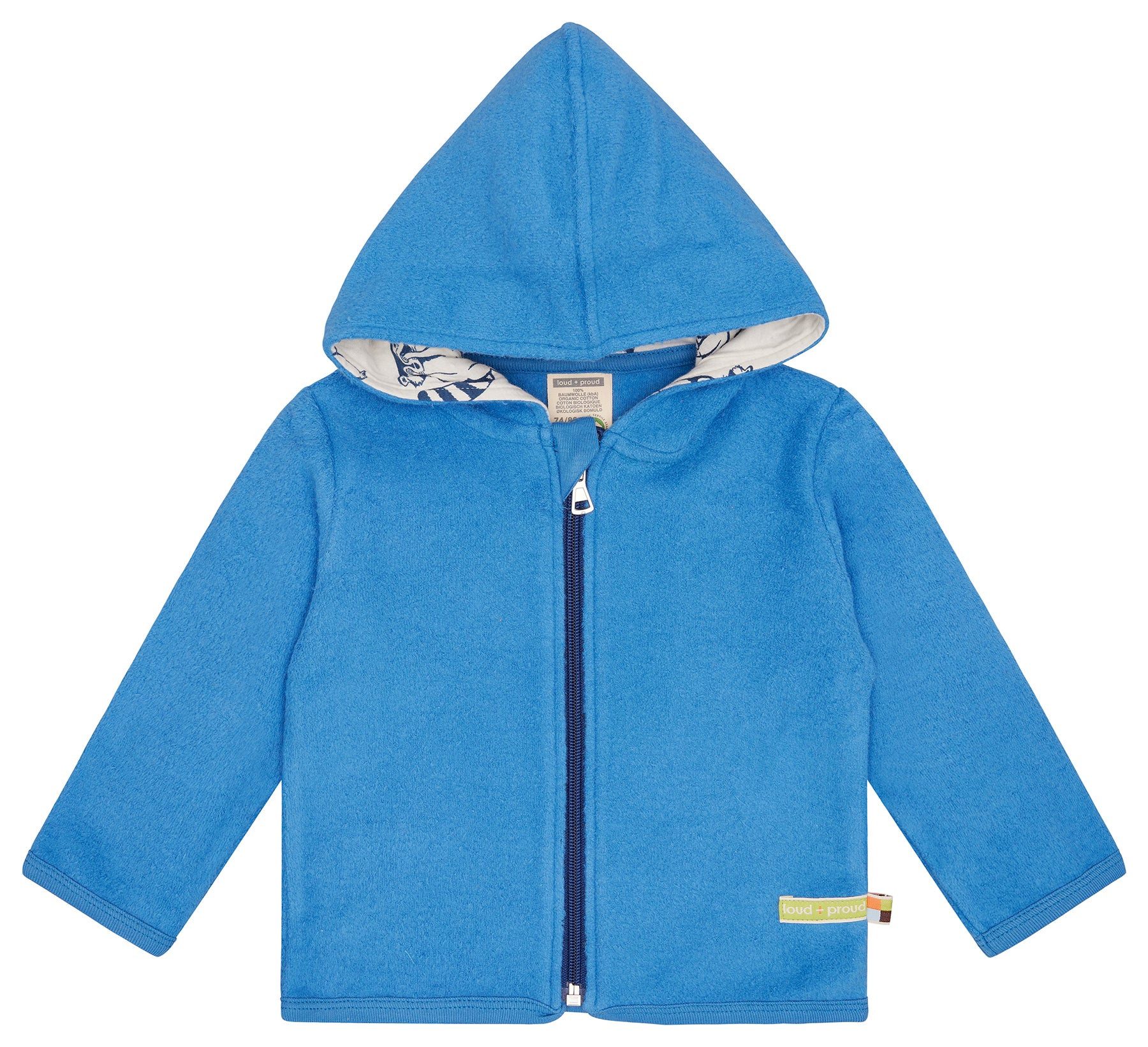 loud + proud Fleecejacke mit Kapuze Bio Baumwolle, GOTS