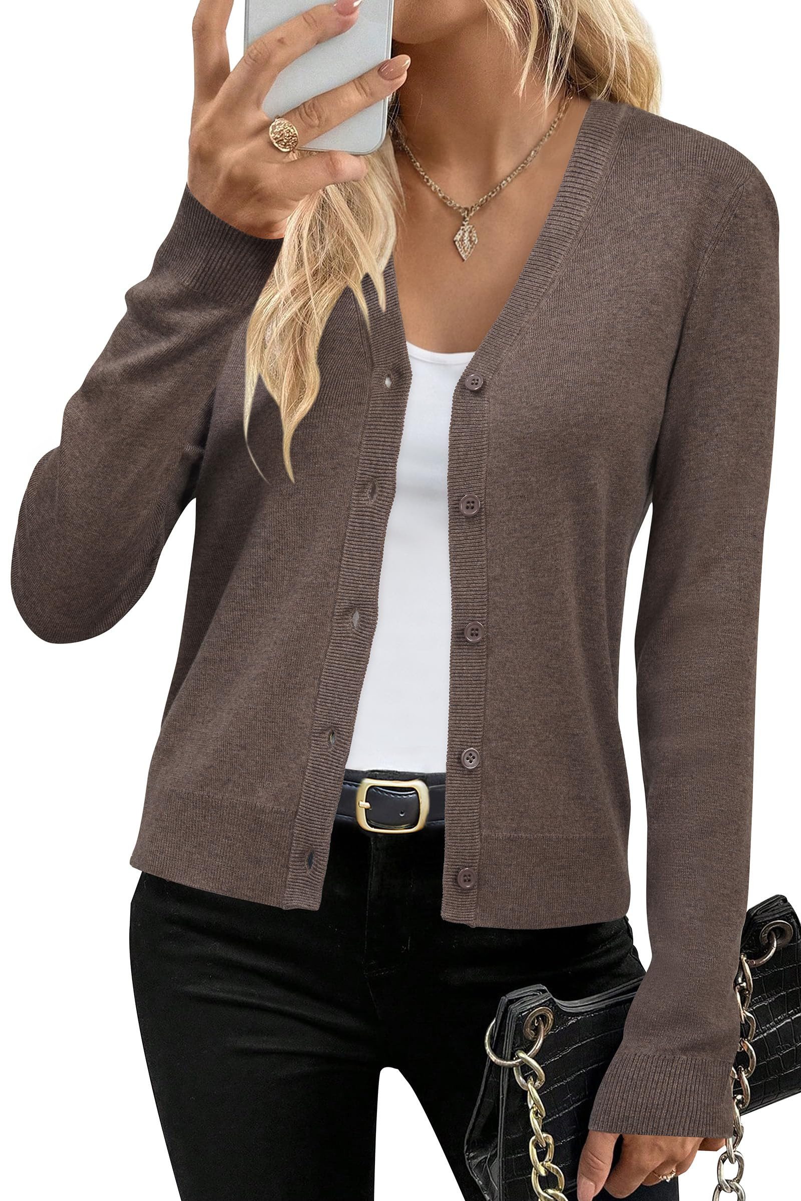 Arach&Cloz Strickjacke Damen Langarm Solid Strickjacken Leichter Cardigan m günstig online kaufen