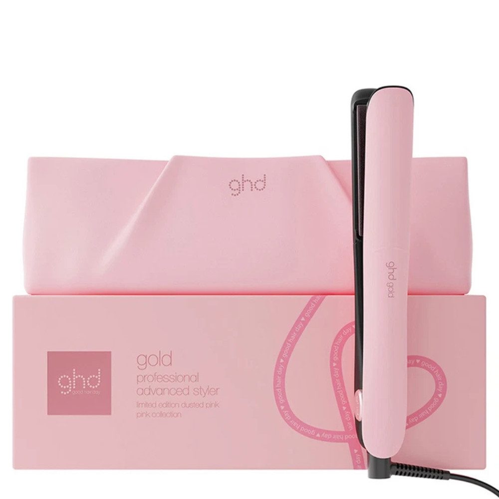 GHD Glätteisen gold Styler Dusted Pink Limited Edition Keramik, Dusted Pink Limited Edition mit Hitzeschutz-Etui