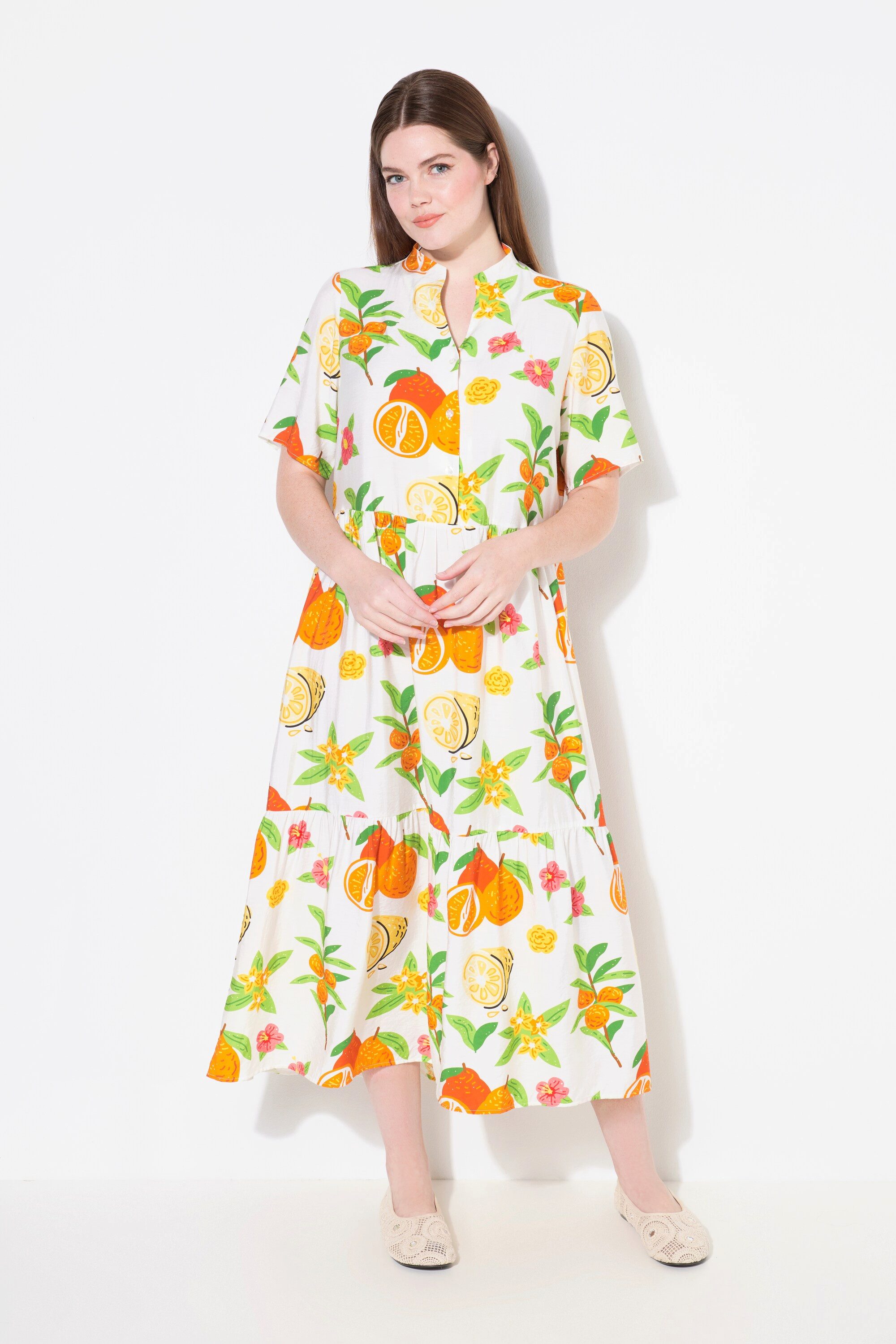 Ulla Popken Maxikleid Maxikleid Volantsaum A-Linie günstig online kaufen