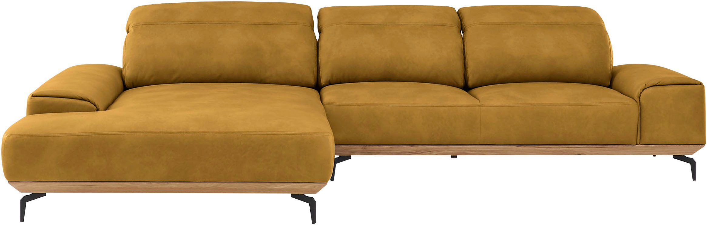 Musterring Wohnlandschaft MR 2490 Ecksofa mit erstklassigem Sitzkomfort, Long-Life-Leder, Fuß Schwarz, Sitzhöhe 46cm, wahlweise mit Funktionen, Maße 342x207 cm