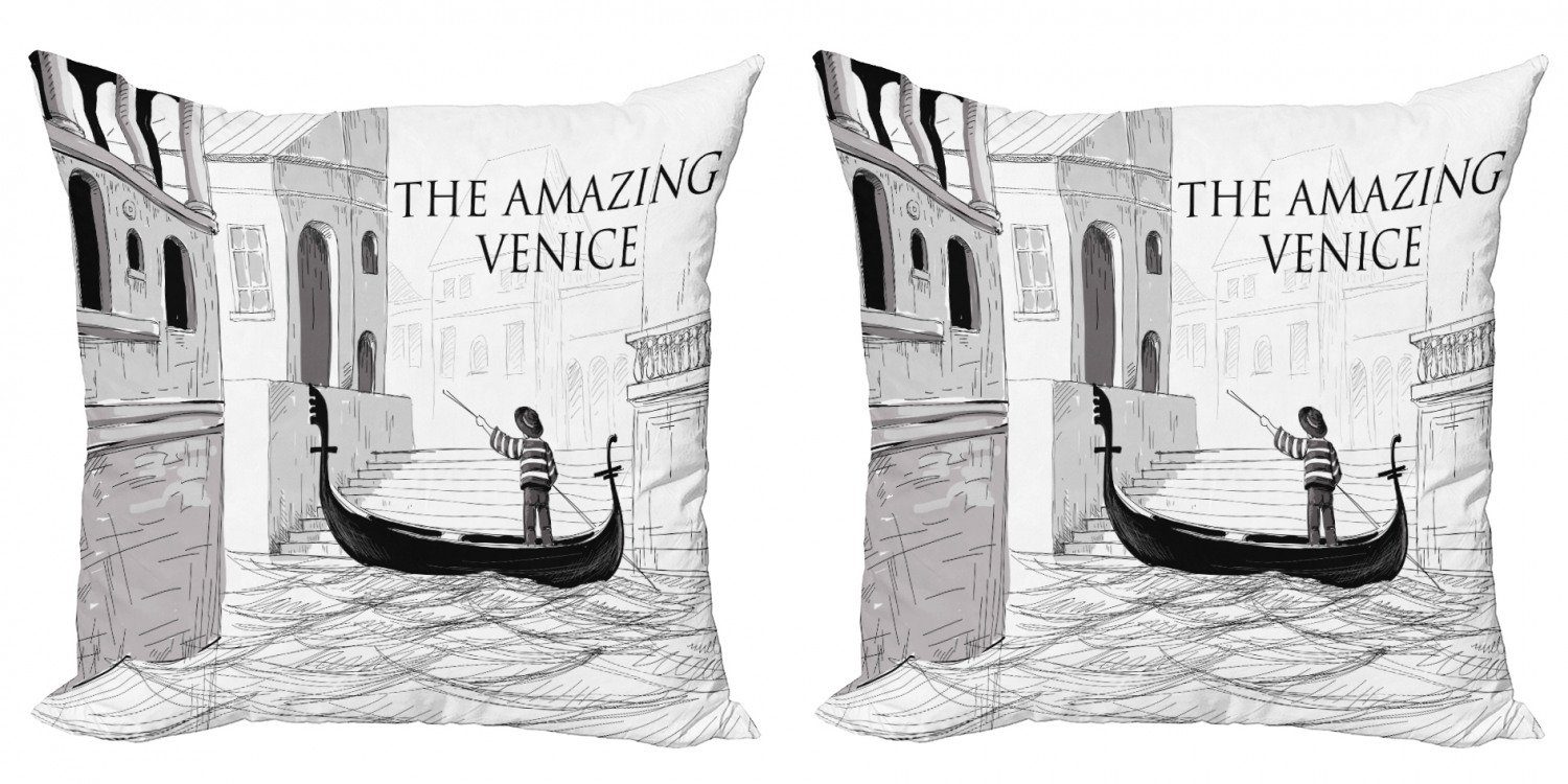 Kissenbezüge Modern Accent Doppelseitiger Digitaldruck, Stück), Kinder (2 Gondoliere Canals Venedig Abakuhaus
