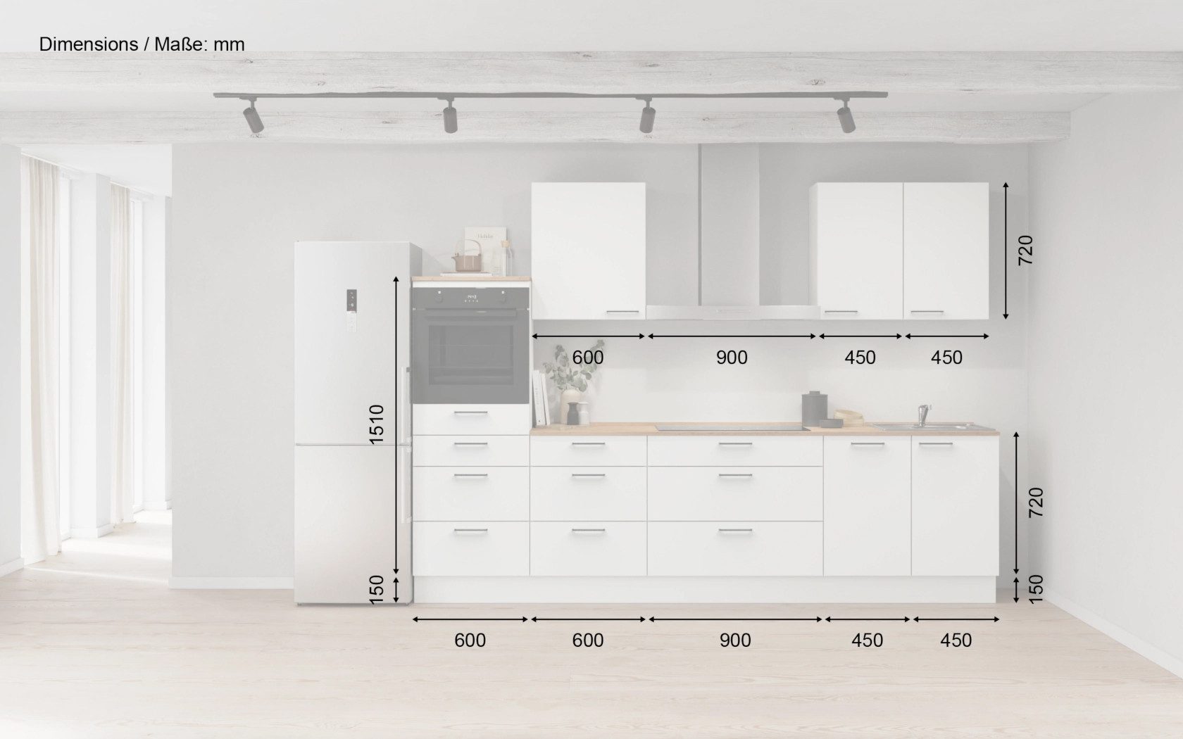 nobilia® Küchenzeile Salev, individuell anpassbar, gratis Küchenplanung mit Profis, (Breite 300 cm), vormontiert, wahlw. mit E-Geräten, inkl. Lieferung