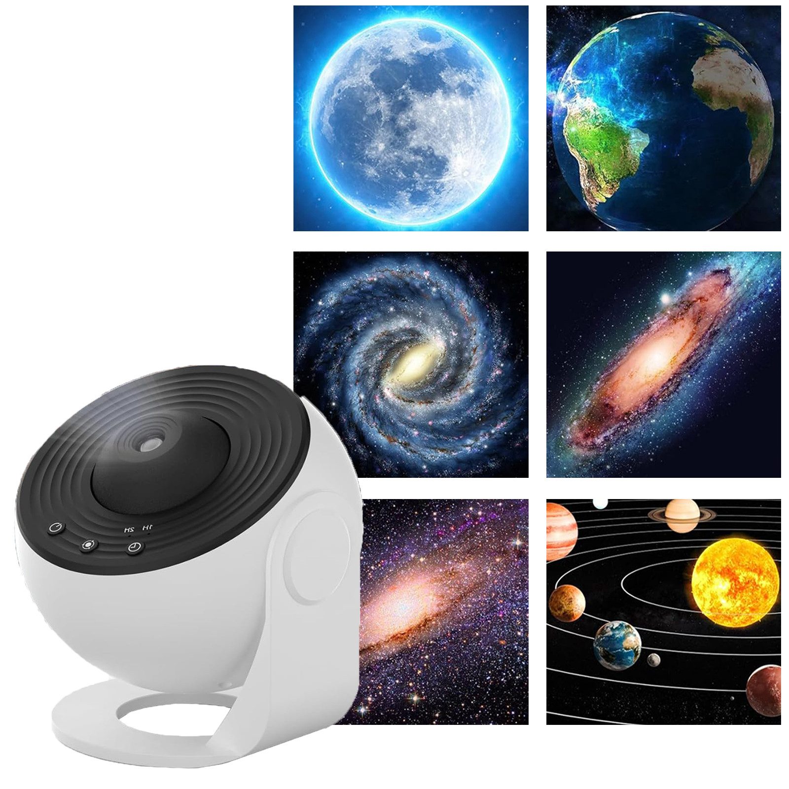 MUPOO Projektionslampe Planetarium Sternenhimmelprojektor USB Timer,13-in-1 Galaxy 360°Drehen, Weiß, Nebelprojektor Lampe Nachtlicht, Galaxy