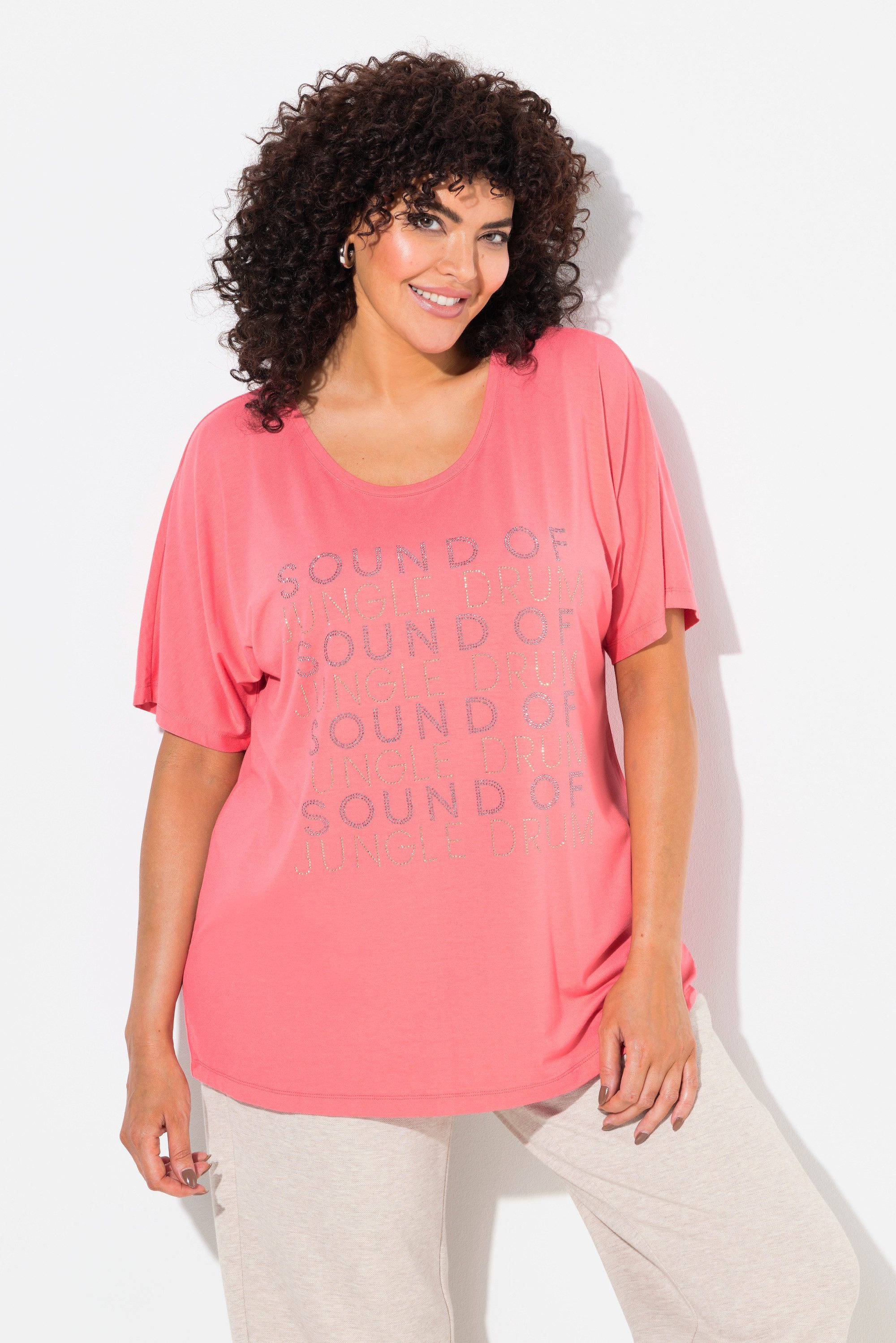 Ulla Popken T-Shirt T-Shirt Schriftmotiv oversized günstig online kaufen