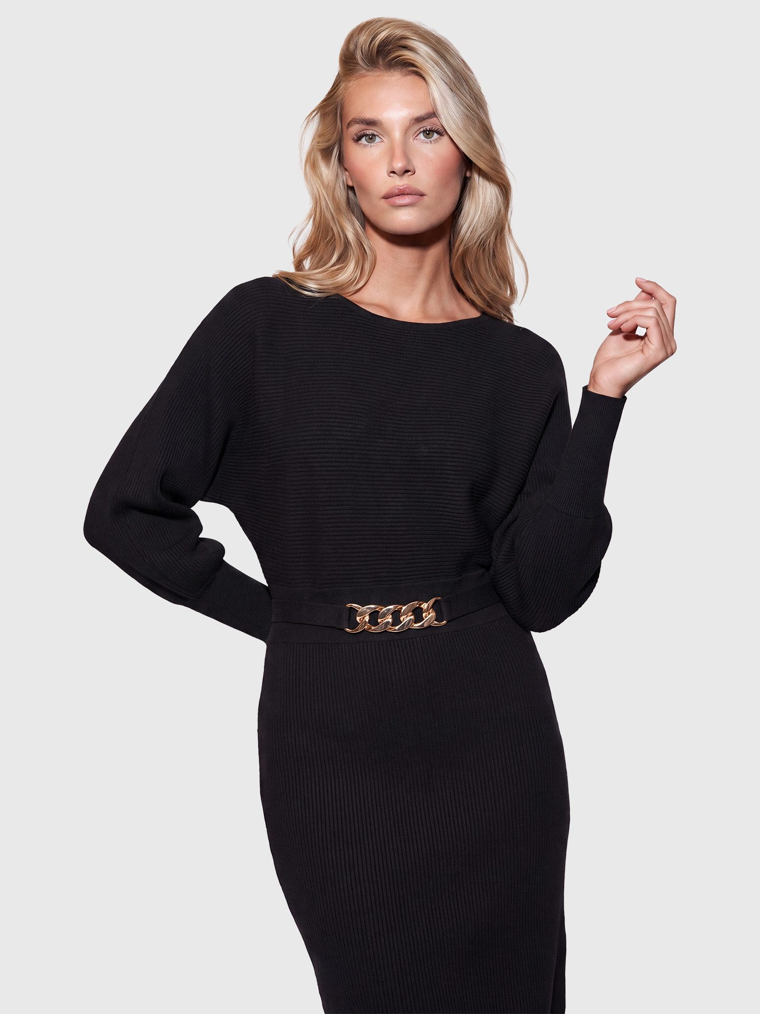 Apart Strickkleid mit Fledermausärmeln und Kaschmiranteil