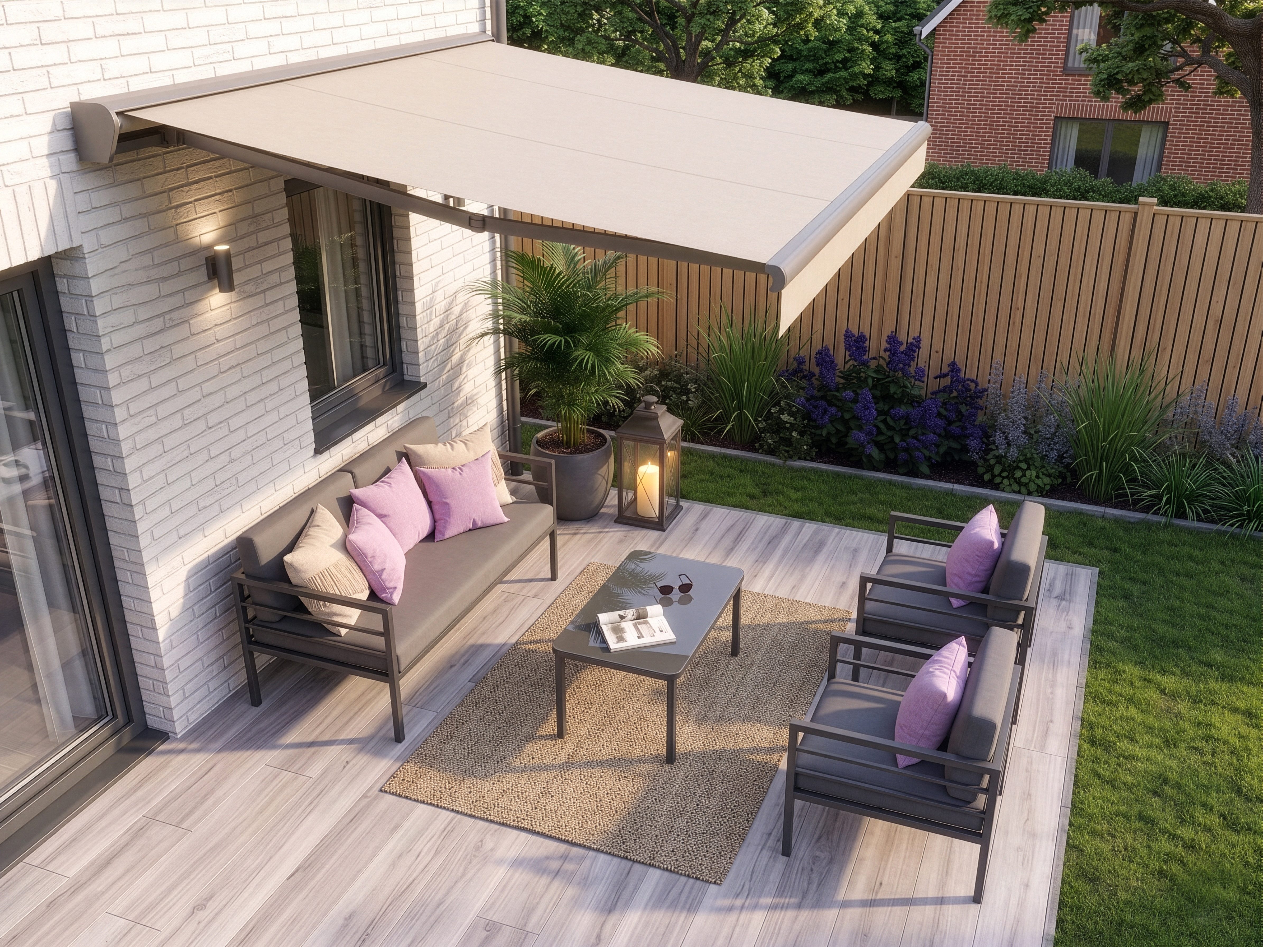 Home Collective Gartenlounge-Set Balkonmöbel Lounge Möbel Outdoor Terrassenmöbel Sitzgruppe mit Tisch, (4-teiliges Set mit 1 2-Sitzer, 2 Sesseln und 1 Tisch, in – Bild 4 von 5