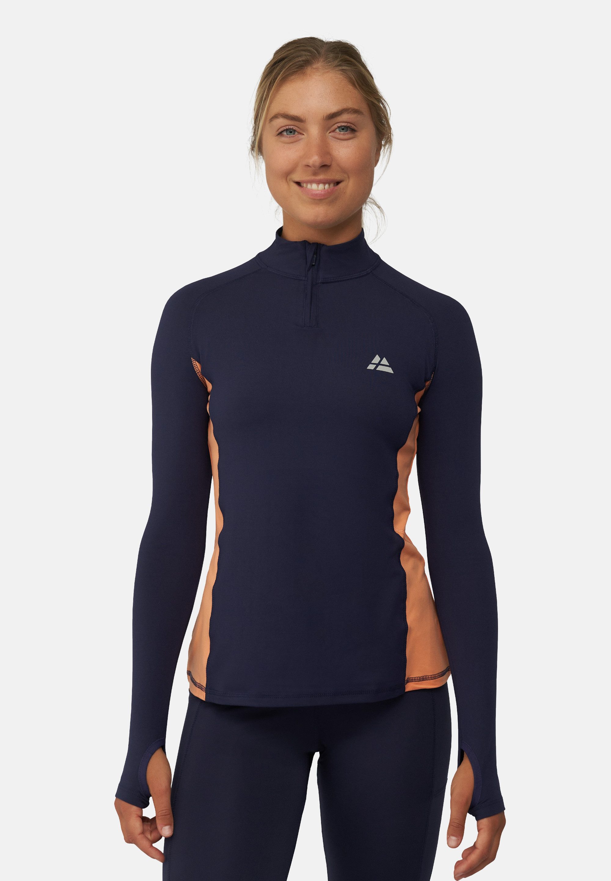 DANISH ENDURANCE Funktionsshirt Half Zip Damen Sport Funktionsshirt mit Dauemnloch & Reflexion, weich & leicht