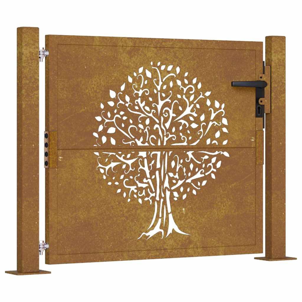 vidaXL Gartentor Gartentor 100x100 cm Cortenstahl Baumdesign