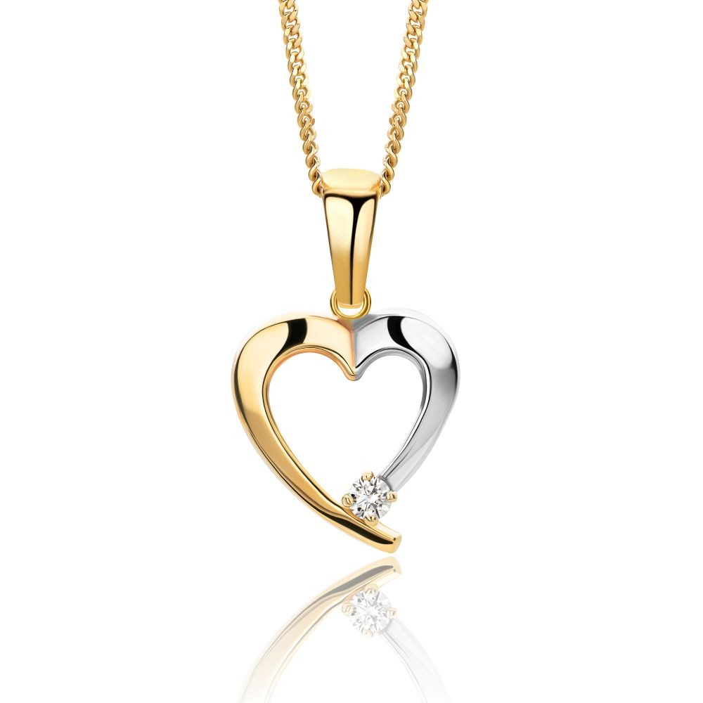 Herzkette MA9032SN Herz Anhänger aus 9 Kt. Gelb/Weißgold (375) und 1 Zirkonia