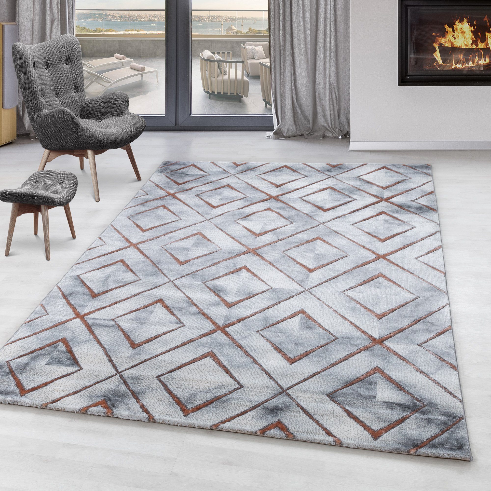 SIMPEX24 Designteppich Marmor Design, Rechteckig, Höhe: günstig online kaufen