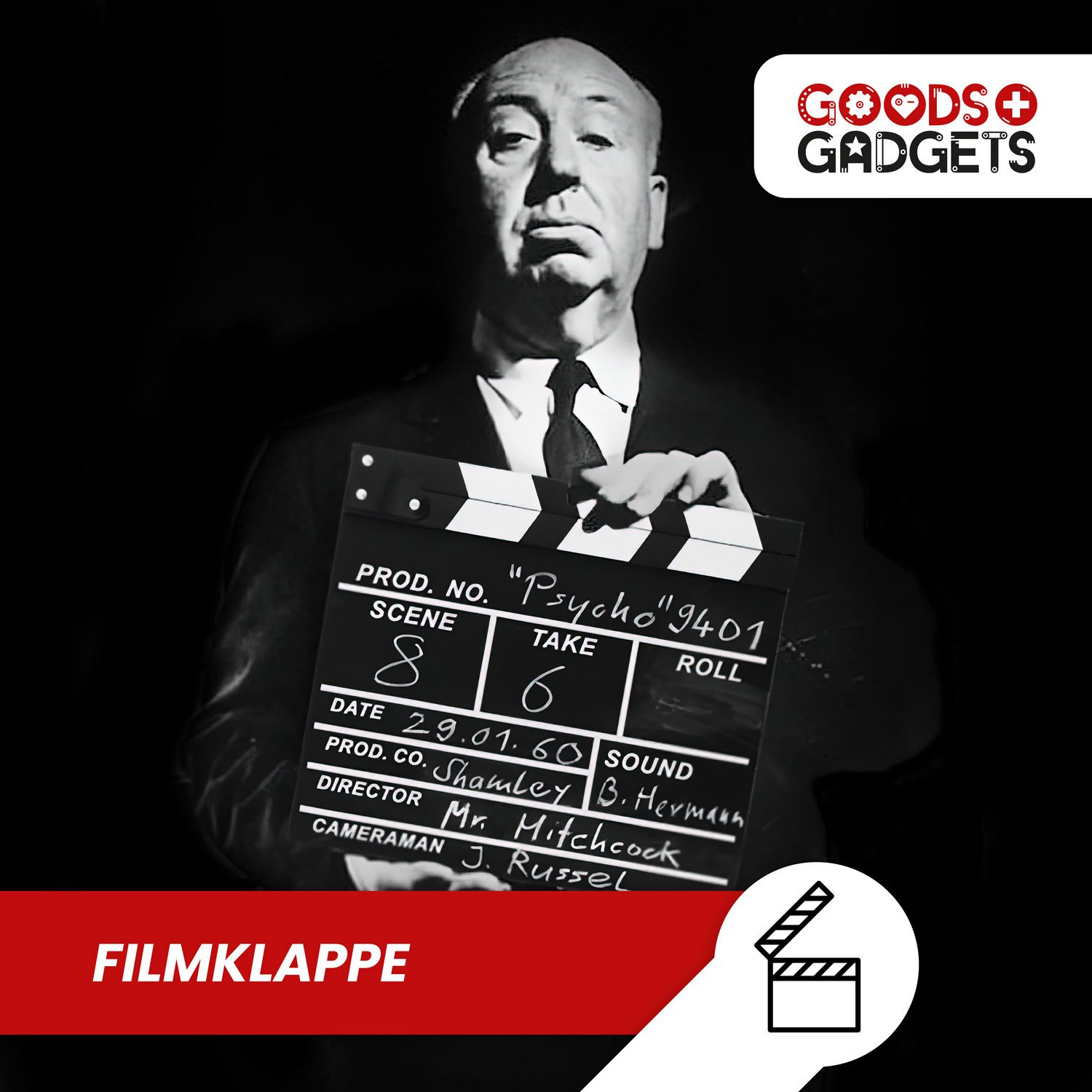 Goods+Gadgets Filmklappe Filmklappe XXL – Schreibbare Regieklappe für Filmemacher & Filme, Hollywood Deko Regie Film Klappe Regieklappe