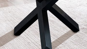 Massivart® Esstisch EDUARDO 130 cm x 130 cm / rund / Mango, Tischplattenstärke 50 mm, Metallgestell schwarz