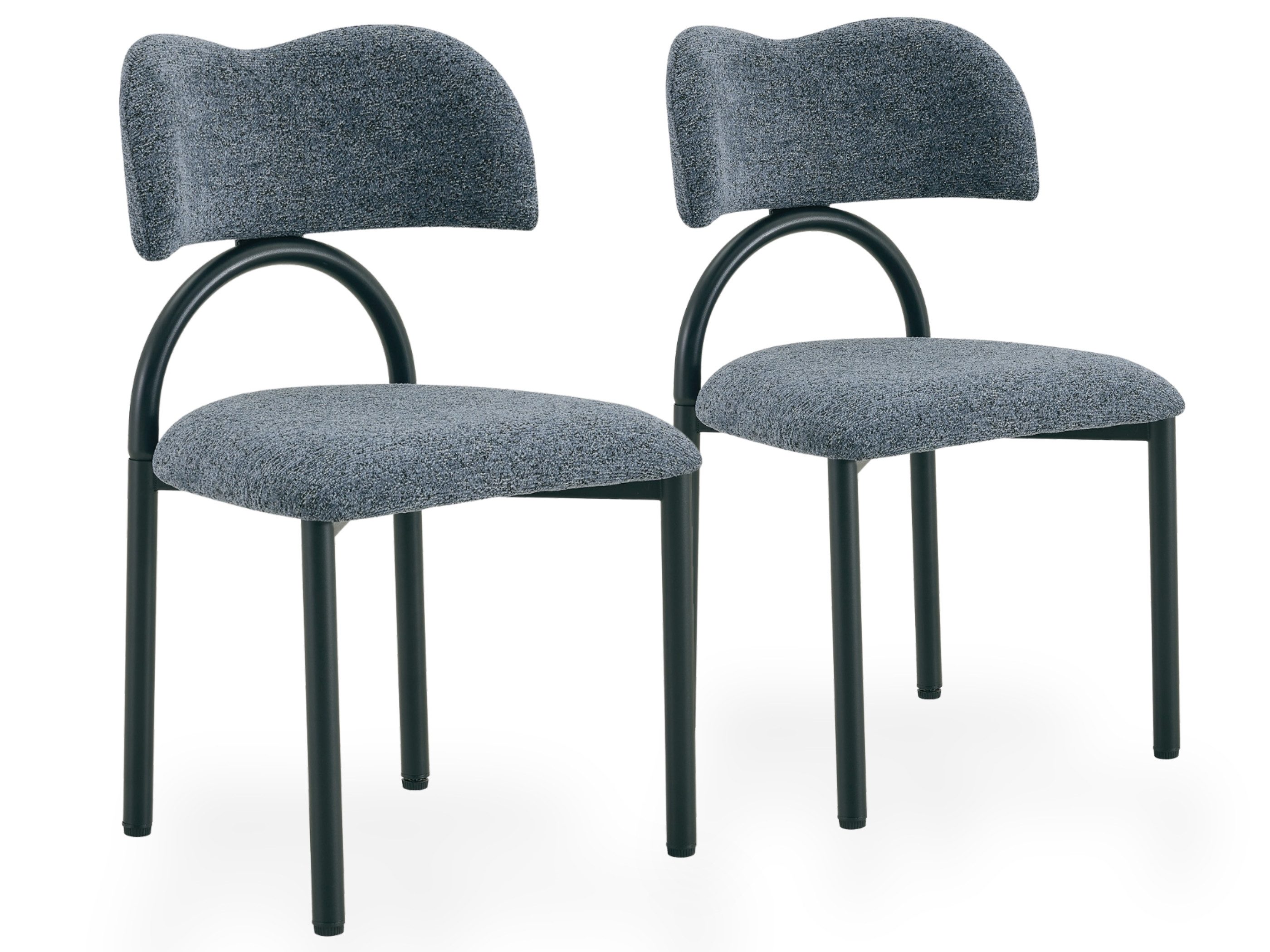 SeedWave Esszimmerstuhl 2er-Set Polsterstühle mit gebogener Rückenlehne (2er Set), Strukturstoff-Küchenstühle mit verstellbaren Fußgleitern