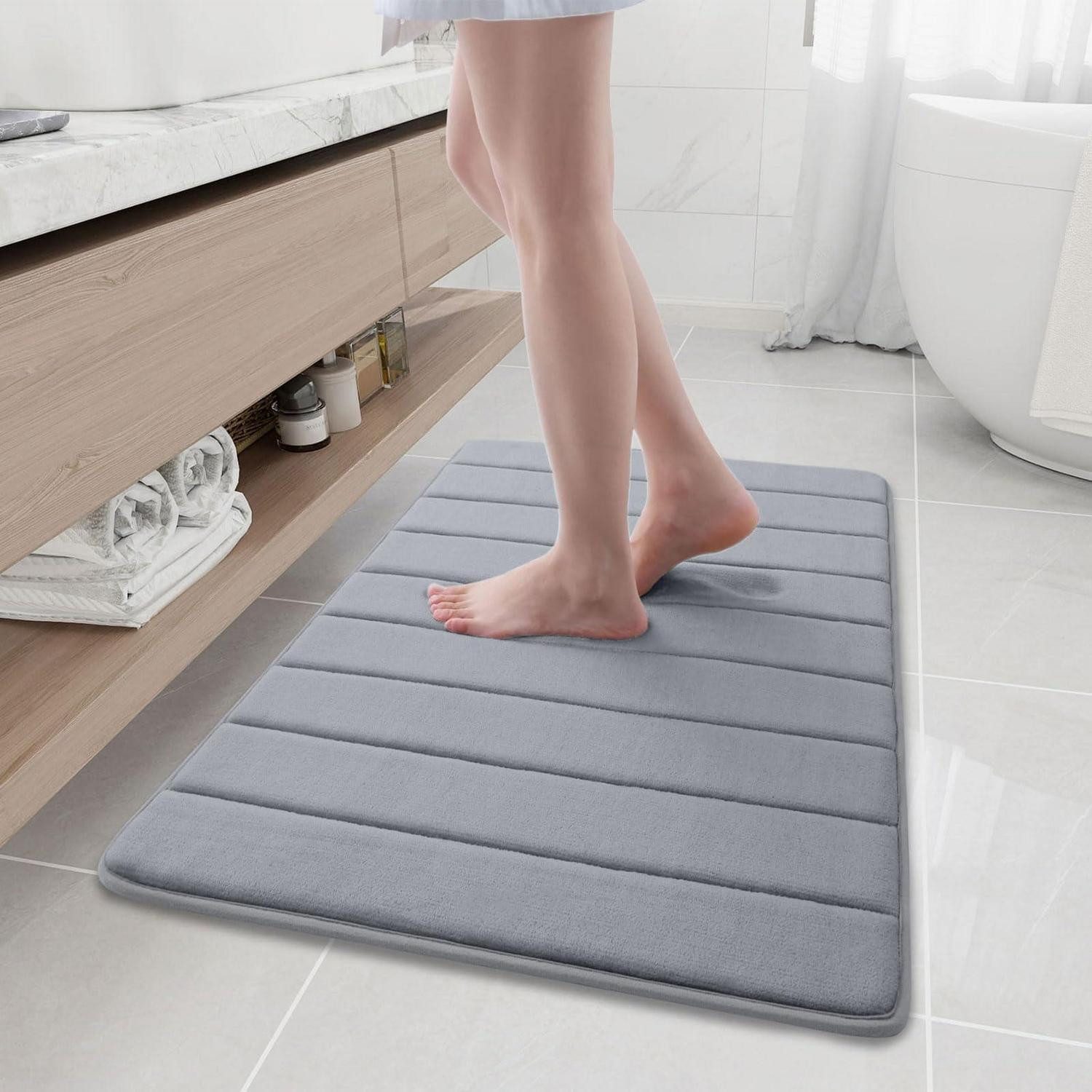 LuxusKollektion Schaum-Badematte Badteppich Memory Schaum 60x90 Grau