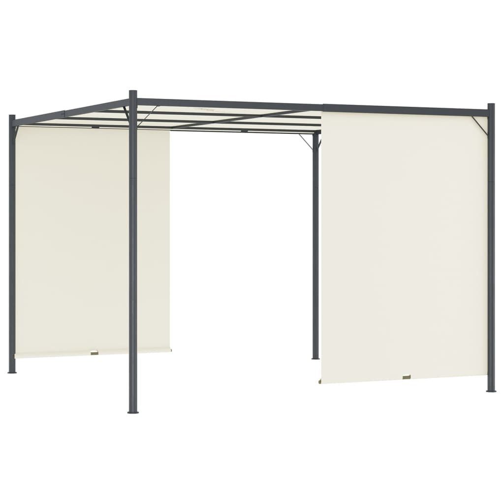 vidaXL Pergola Pergola mit Verstellbarem Dach Cremeweiß 3x3 m Stahl, BxTxH: 300x300x225 cm, (1-tlg)