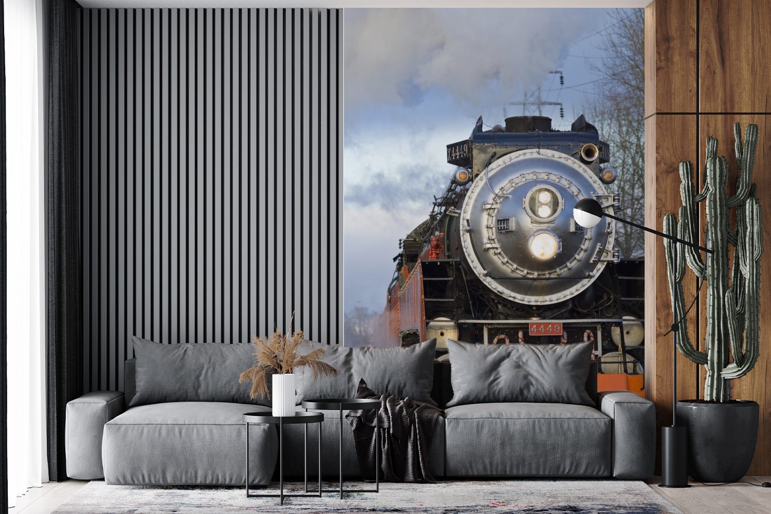 MuchoWow Fototapete Dampflokomotive, bedruckt, für Frontansicht Tapete Wohnzimmer, Matt, einer Wandtapete (3 Vinyl St), Montagefertig