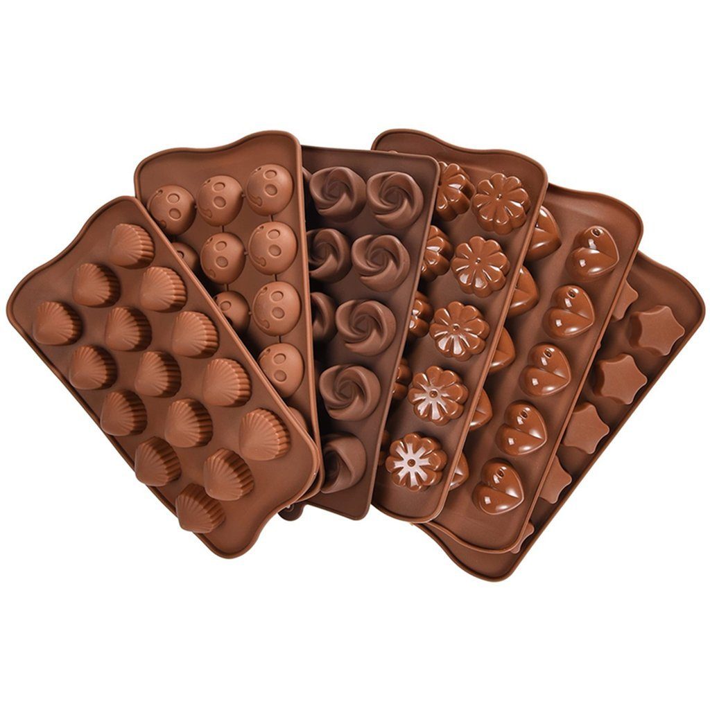 WaKuKa Schokoladenform 6 Stück Schokoladen-Silikonformen, Backwerkzeuge, (6-tlg)